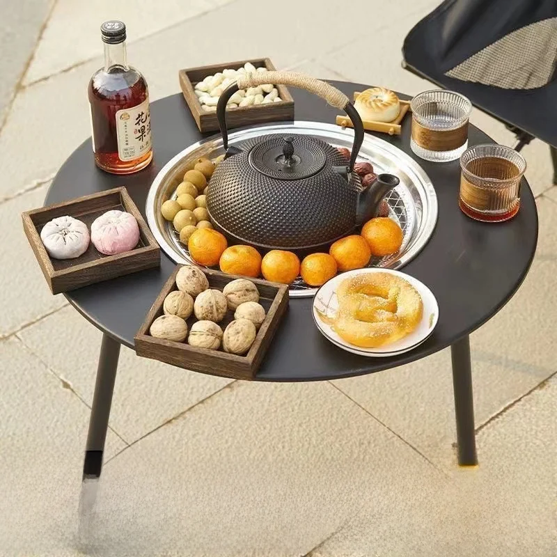 

Portable Cam Outdoor Home Use Real Wood Foldable BBQ ill Table Set Multi-Function Cact Size Travel ential
