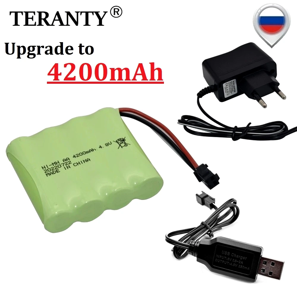 4.8v 4200mah AA Battery Or Charger For Rc toys Cars Tanks Robots Boats Guns Ni-MH AA 4.8v Rechargeable Battery Pack With SM Plug