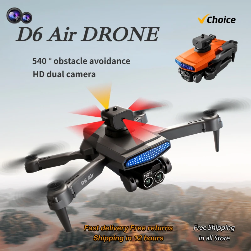 New D6 8K Drone Professional HD Dual Camera Optical Flow Localization Obstacle Avoidance WIFI FPV RC Foldable Quadcopter Toys