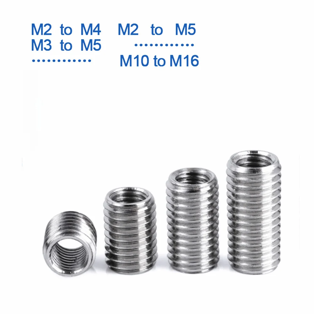 2/ 5pcs Inside Outside Thread Adapter Screw Nuts Insert Sleeve Converter Nut Coupler M2 M3 M4 M5 M6- M12 M20 304 Stainless Steel