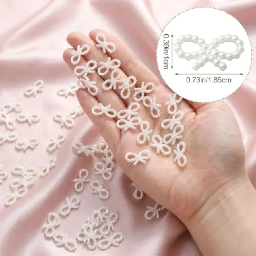 400 Pcs Pearls Table Decor Pearl Bow Table Scatter Confetti Wedding Pearl Plastic Bow Faux Bead Charm for Diy Craft Nails Weddi
