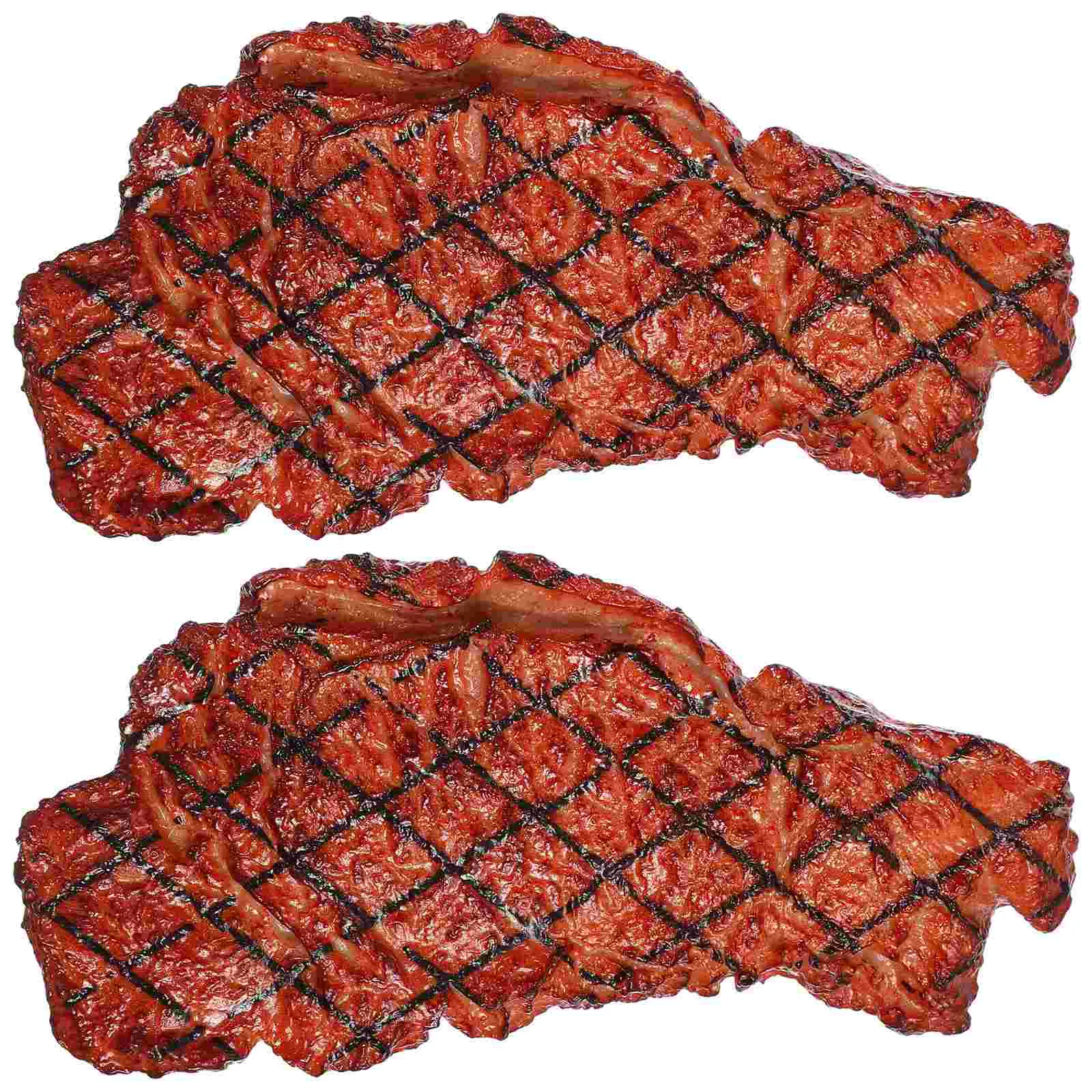 2 Pcs Simulated Steak Model Simulation Food Artificial Reusable Props Meat Plastic Decors