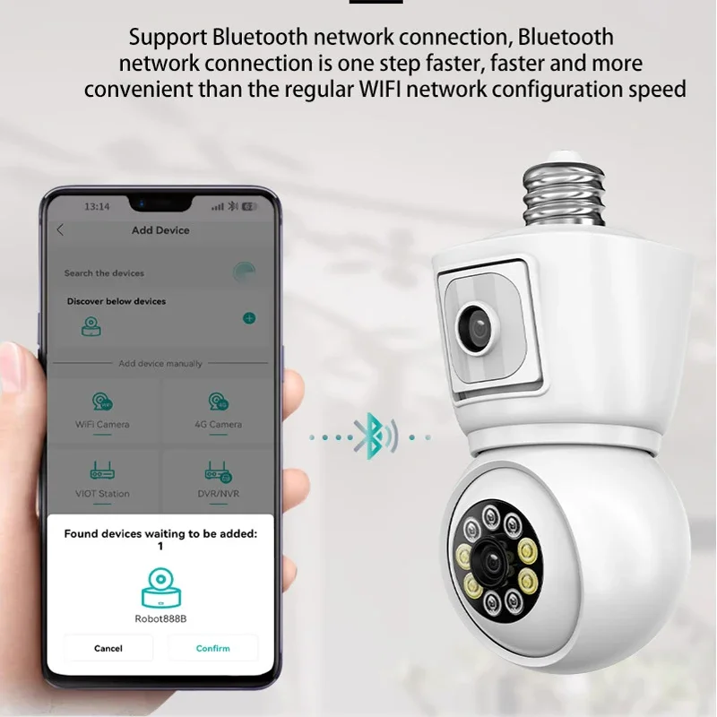 ICSEE 4K 8MP E27 Bulb WiFi Camera Dual Lens Dual Screen Auto Tracking Two Way Audio Color Night Vision 4MP Surveillance Camera