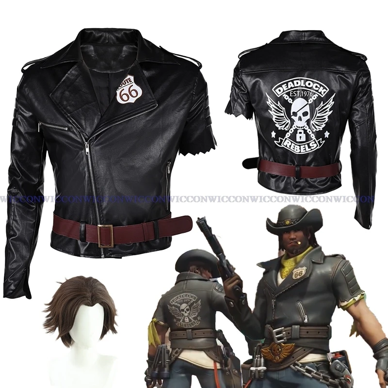 Skin Deadlock Outfit OW Cole Cassidy Jesse McCree Cass Cosplay Costume Overwatch Black Jacket Hero Halloween Party Mens Clothes