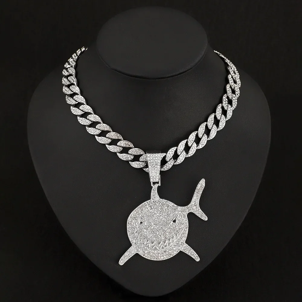 

High Quality Gold Plated Punk Rock Fish & Shark Pendant Necklace Creative Hip Hop Jewelry for Men & Women Gift