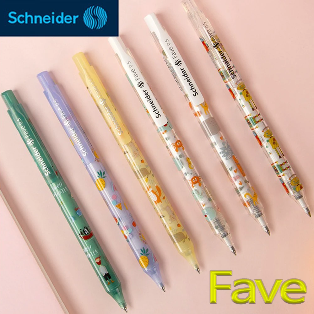 

New 3/6PCS/Set Schneider Fave Gel Pens Press Type Replaceable G2 Pen Refill Black Ink 0.5mm Kawaii Stationery Back To School