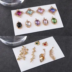 1pcs Diy Jewelry Accessories Copper Plated Gold Color Retention Crystal Oval Leaves Spider Love Earrings Handmade Material