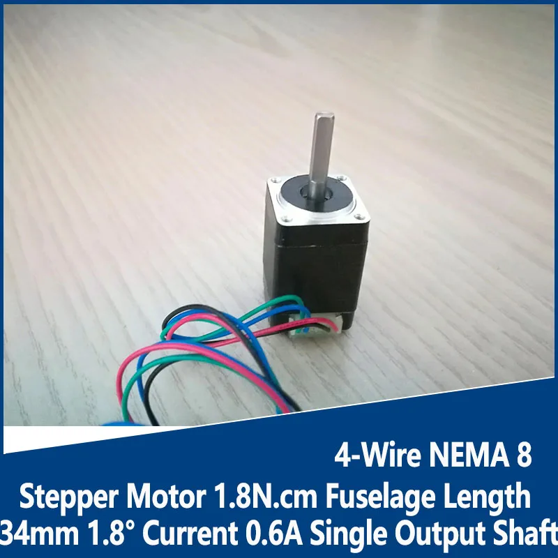 

​4-Wire NEMA 8 Stepper Motor 1.8N.cm Fuselage Length 34mm Step angle 1.8° Current 0.6A Single Output Shaft