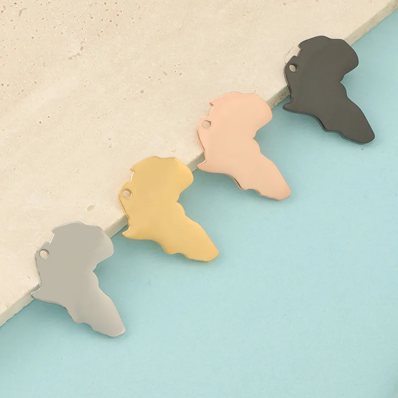 

5Pcs/Lot Mirror Polish Stainless Steel Africa Map Charms For DIY Making Necklace Fashion Jewelry Accessories Wholesale