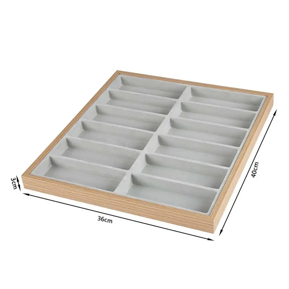 Neue 12 Gitter Walnuss Holz Brille Lager regal Sonnenbrille Display Tablett Samt Brillen Brillen Lagerung Organizer Boxen – Detail 11