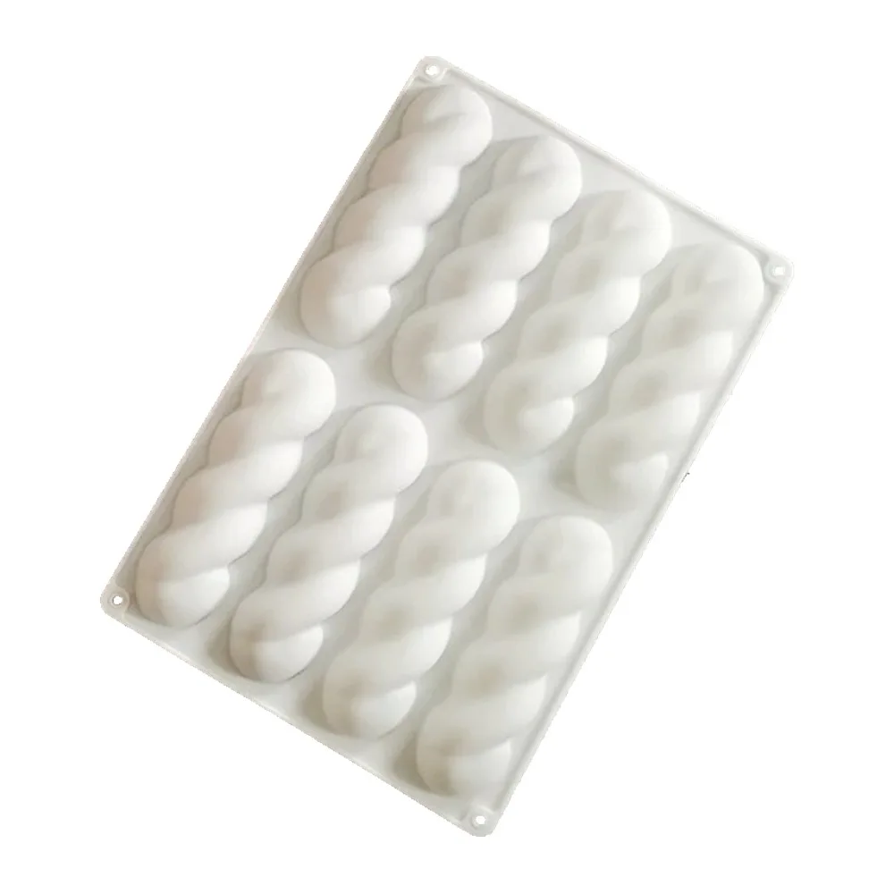 New Arrival 8 Hole Silicone Finger Chocolate Biscuit Mold Wave Shape Korean Twist Pattern Bread Mold Mousse Dessert Baking Tools