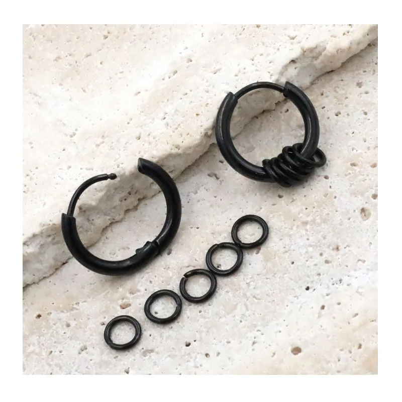 

Source Factory Korean Version Fashionable Black Titanium Steel Earrings Unisex Loop Earrings Earrings Stall