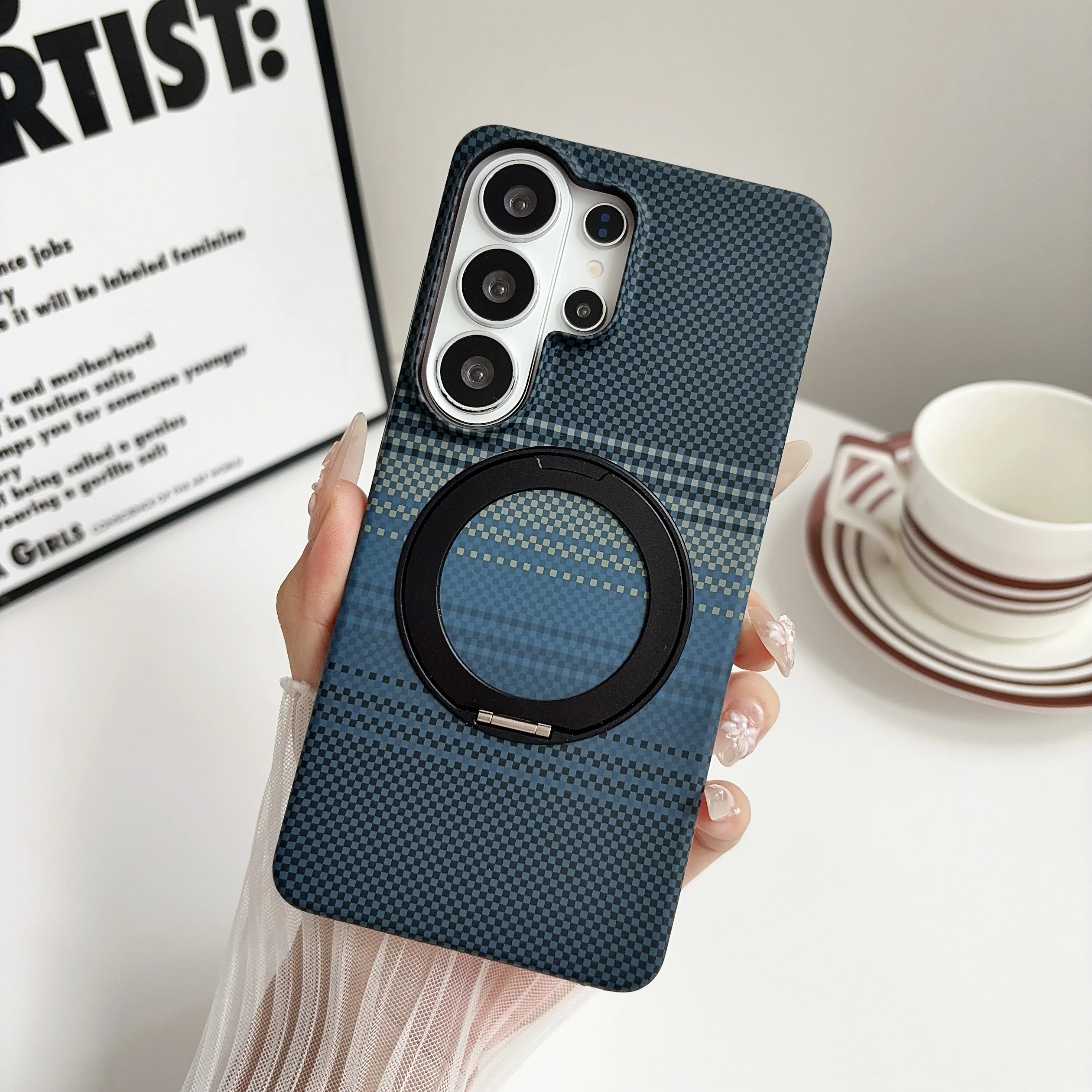 For Samsung Galaxy S26 Ultra 5G Case Ultra-thin Skin-Friendly Magnetic 360 Rotating Holder Shockproof Hard Back Case Accessories