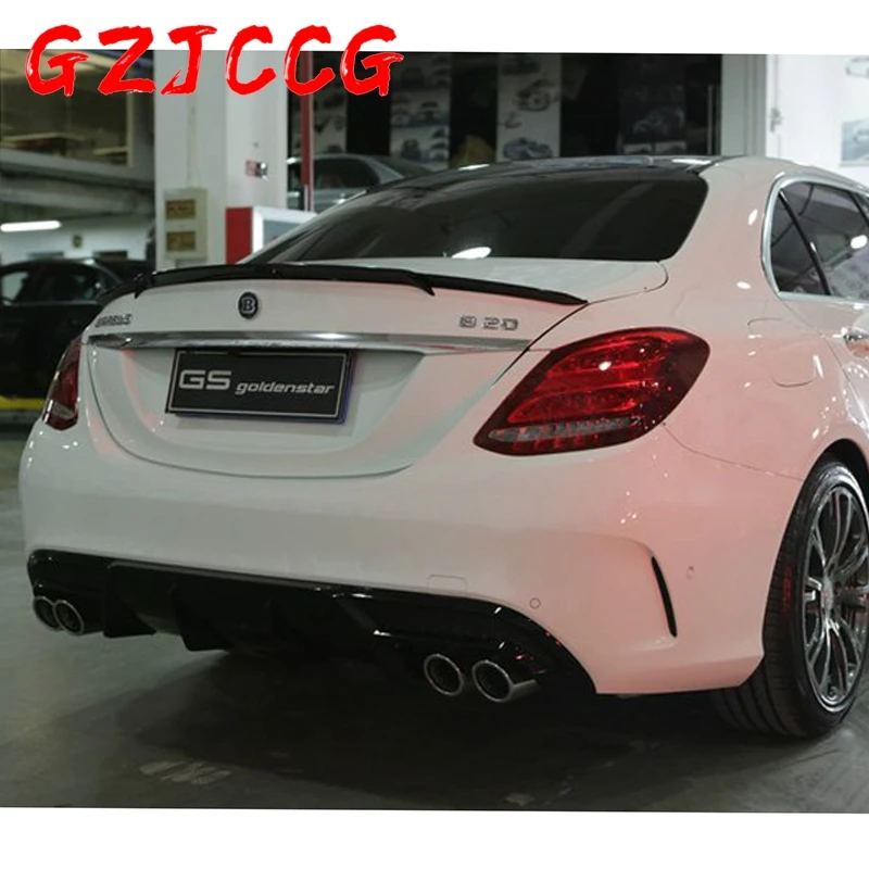 Fit For Benz C-Class W205 Spoiler C63 C180 C200 C220 C250 2015 2016 4-Door Car Barbus Style Black Carbon Fiber Rear Wing Spoiler