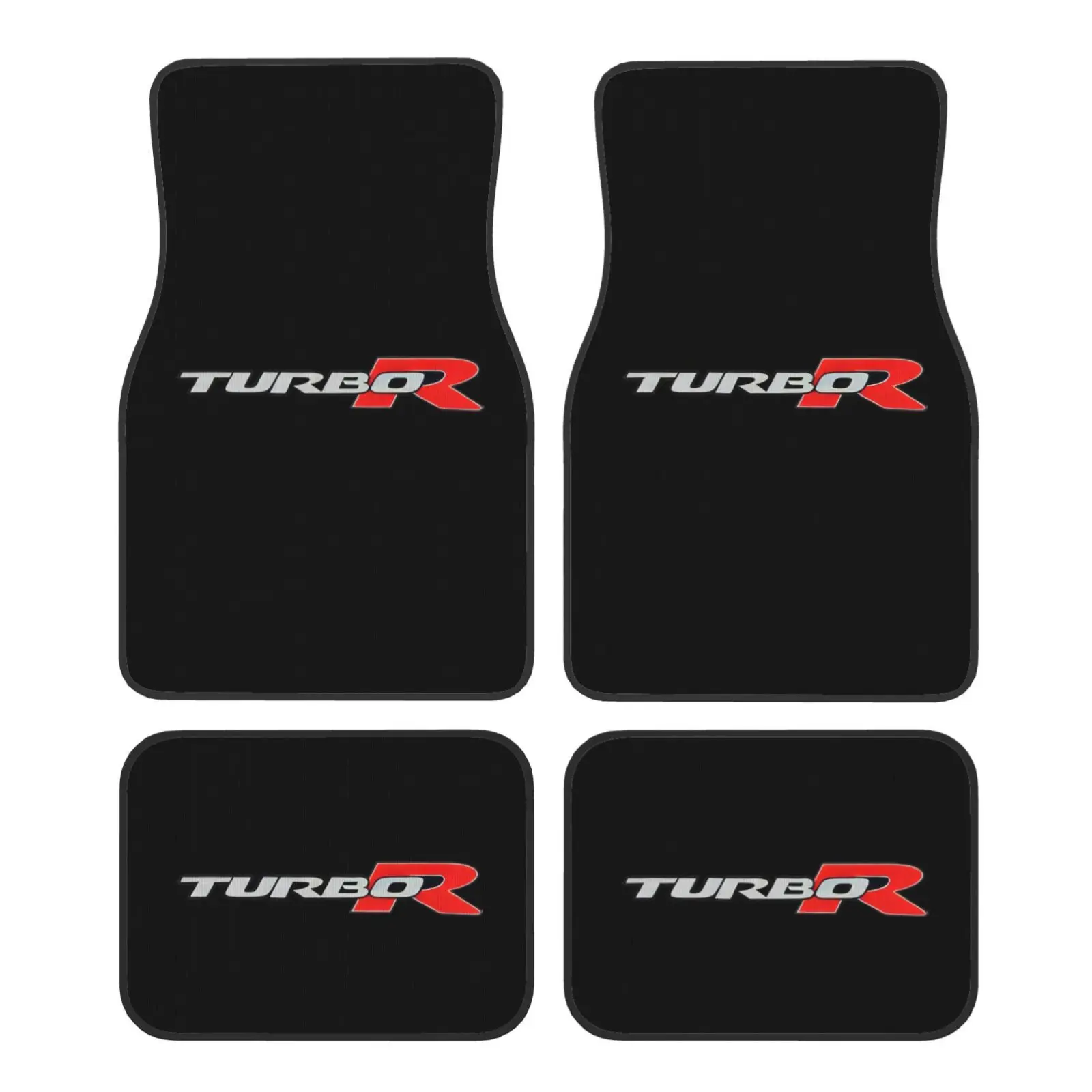 

4pcs [TURBO-R Pattern Printing Model] - Comfortable And High-End Crystal Velvet Car Floor Mat Four-Piece Set - - Double-Layer Co