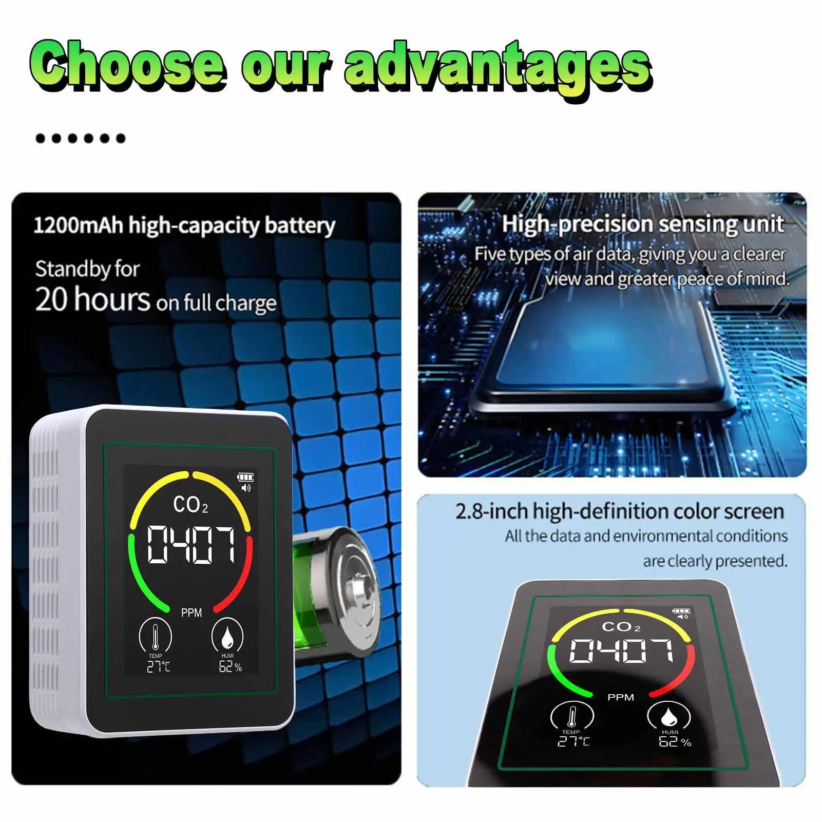 

Монитор качества воздуха, цифровой тестер температуры и влажности, бытовой мониторинг качества воздуха для дома, спальни, общежития, отеля