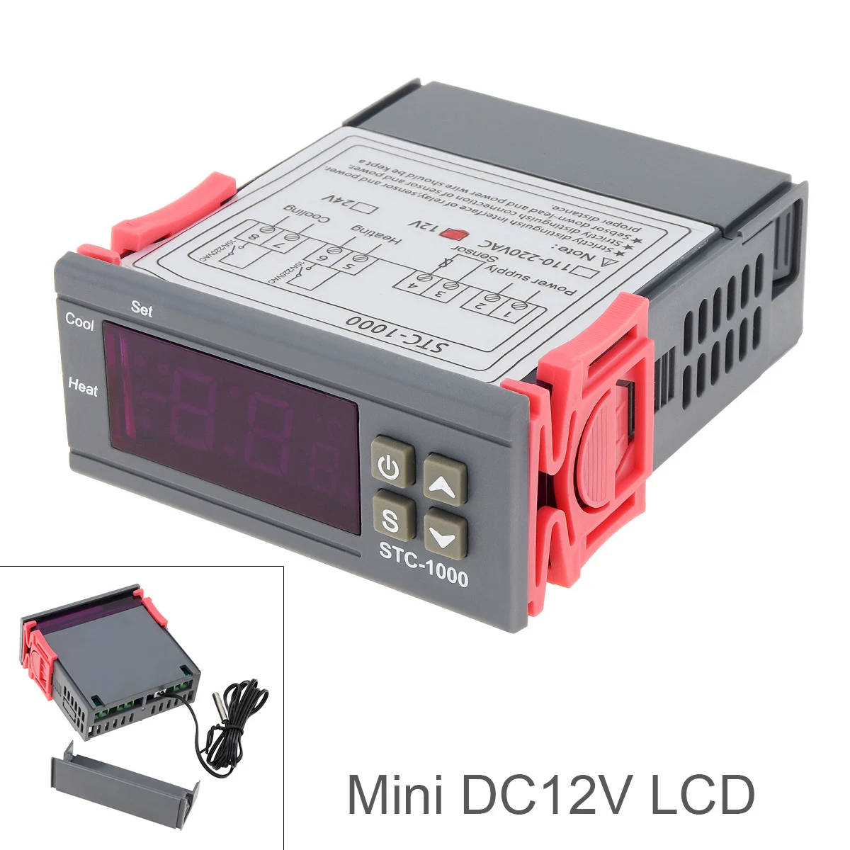 Mini DC12V LCD Digital Temperature Waterproof Controller Thermostat with Relay Warning Function for Domestic Freezer Water Tanks