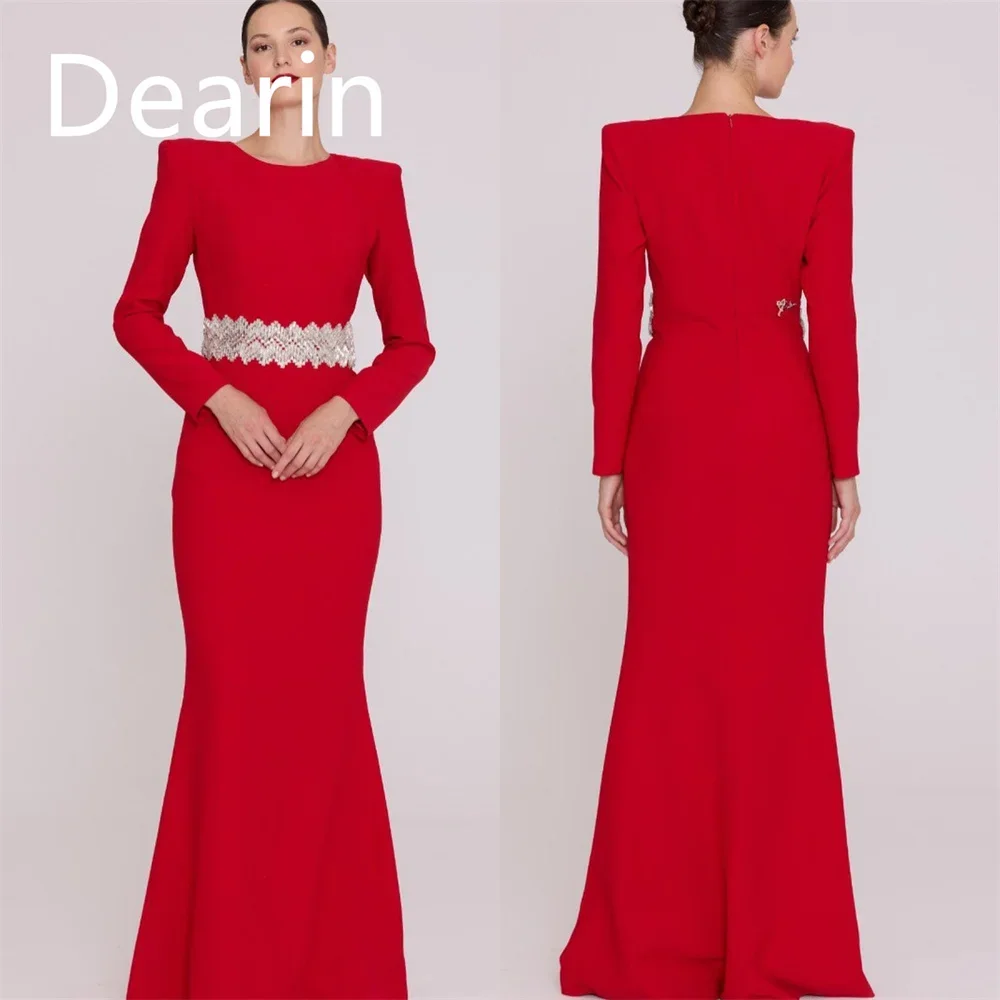 

Customized Formal Dress Dearin Scoop Neckline Column Floor Length Skirts Bespoke Occasion Dresses Prom Evening Gown Saudi Arabia