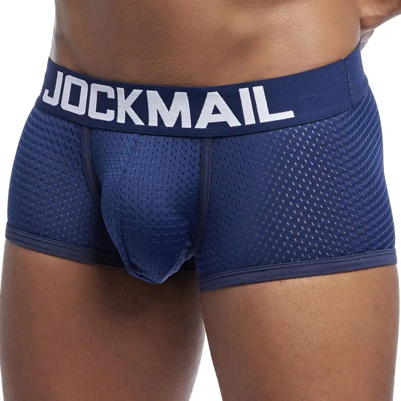 JOCKMAIL-bóxer de malla de hielo ultrafino para hombre, ropa interior de cintura baja, color sólido, informal, sin costuras, para el hogar, Verano