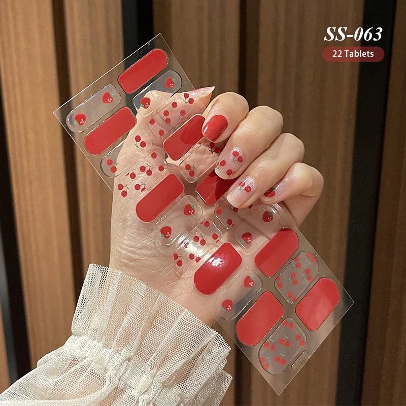 Nude Glitter Nail Sticker Full Cover Bronzing Nail Decals Press On Love Heart Gradient Strip Wraps Manicure UV Gel Nail Supplies