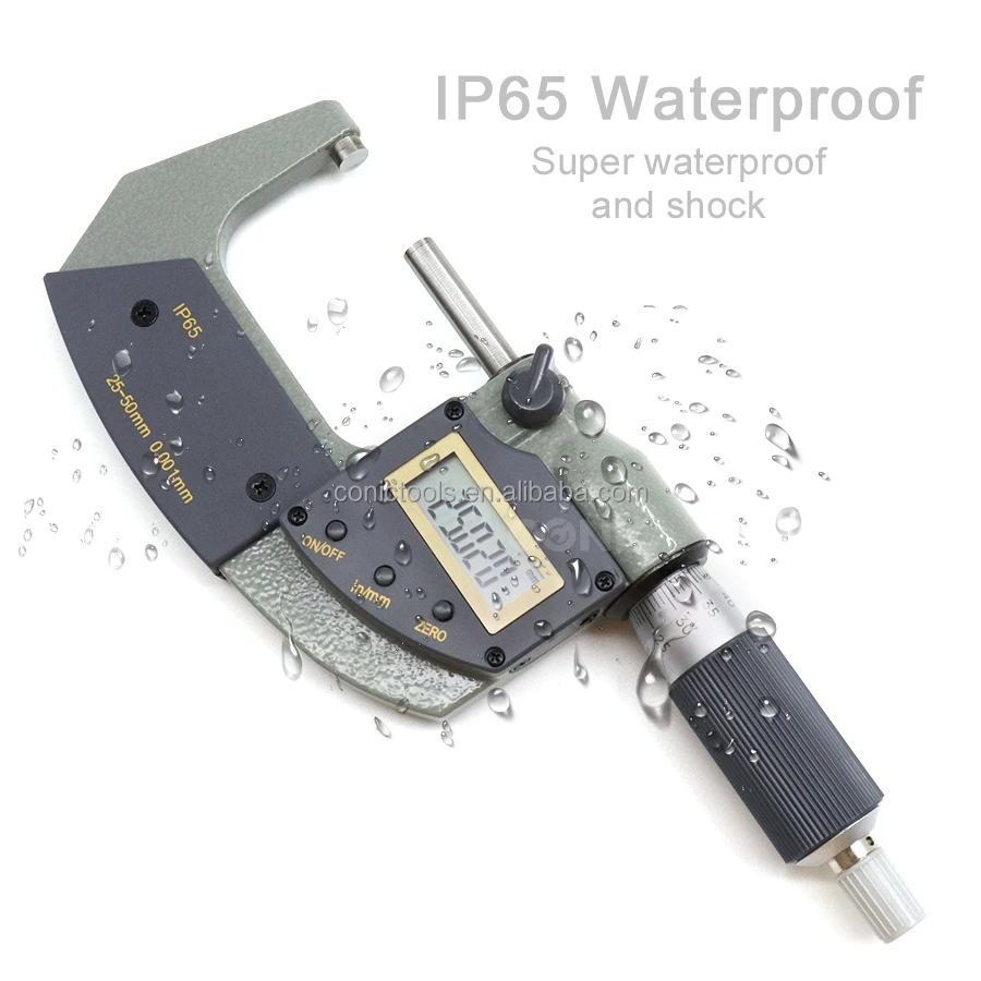 IP65 Waterproof Oilproof Coolant Proof Digital Micrometer 25-50MM/0-1" Digital Outside Micrometer