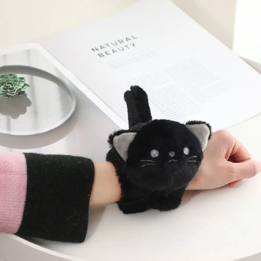 Simulation Katze Plüsch Slap Armband Lächeln Handgelenk Stil Plüsch Puppe Slap Armband mit Schwanz Nette Katze Plüsch Handgelenk Band Geburtstag Geschenk