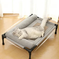 Cama elevada de verano transpirable para gatos y perros, funda lavable
