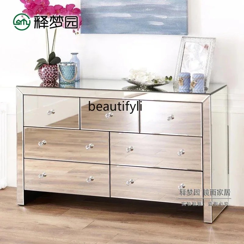 

Entry entrance decorative cabinet mirror glass locker living room partition dining side cabinet multi-function R