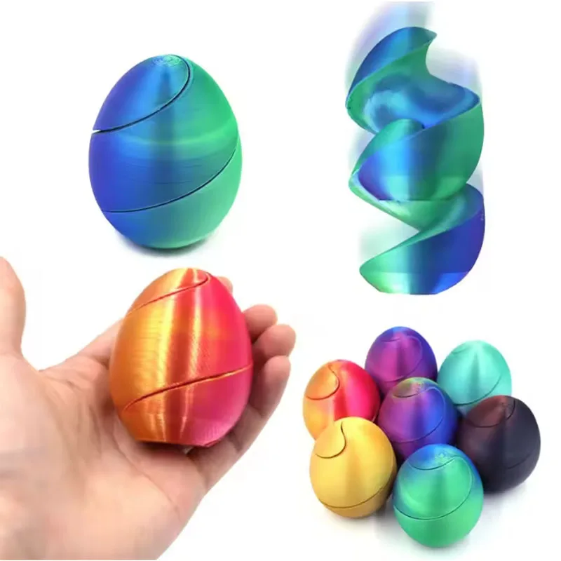 Novelty 3D Printed Spiral Slippery Egg Twist Fidget Toys Adults ADHD Focus Anxiety Desktop Stress Relief Gifts Creative Trendy