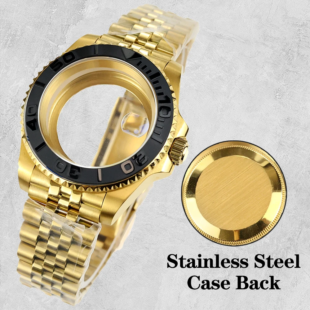 Gold 40mm Watch Case For Yacht-Master Seiko NH34 NH35 NH36 NH38 Movement 28.5mm Dial Jubilee Bracelet Submariner GMT Case
