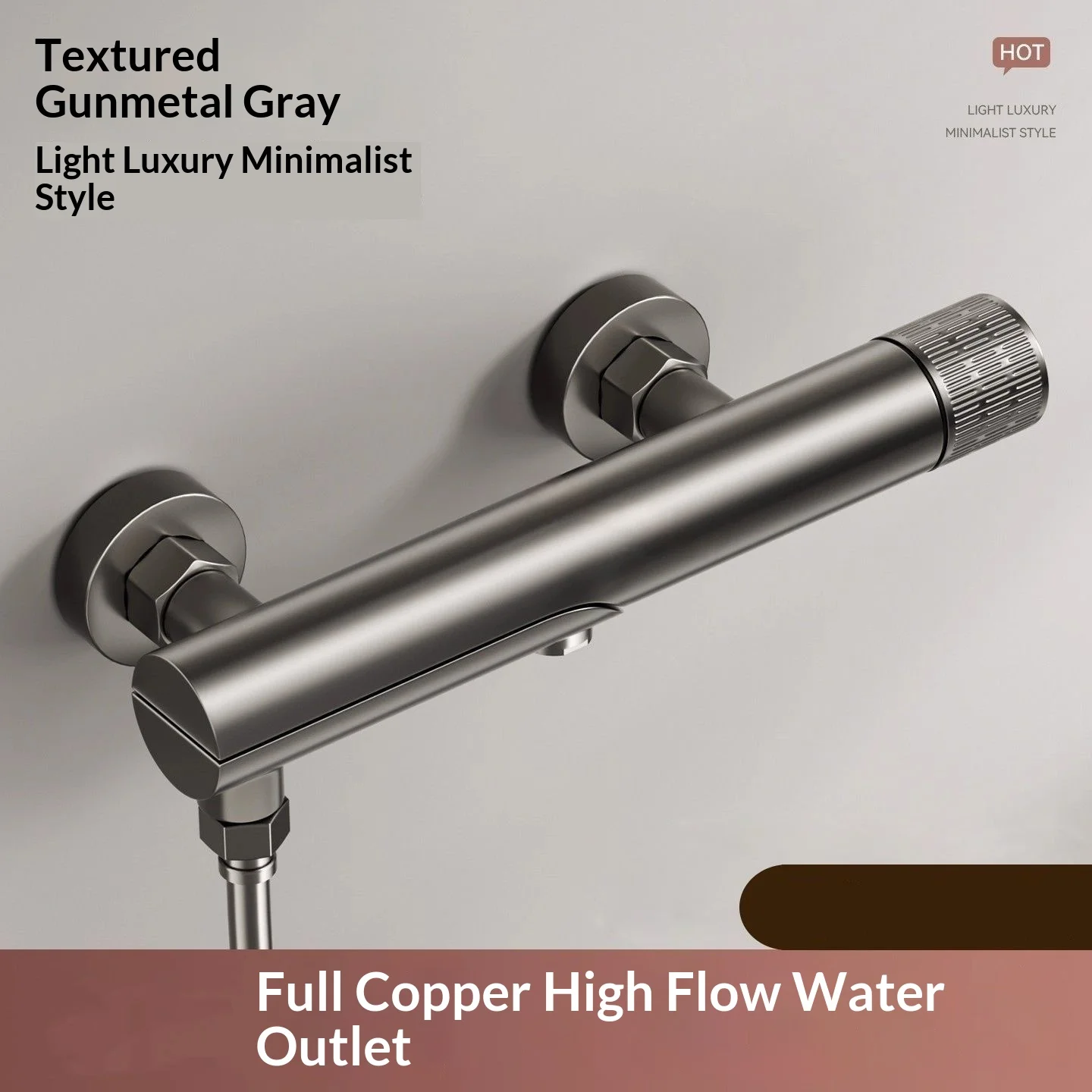 All-Copper Bathtub Shower Faucet, Rotatable Wall-Mounted Hot and Cold Bathroom Wall-Outlet Shower Booster Faucet