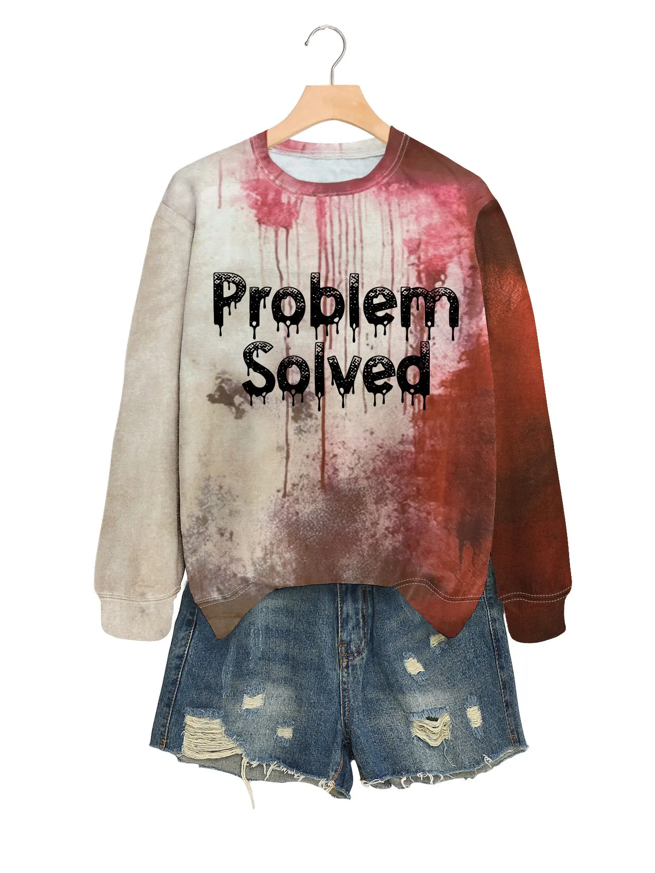 سترة بهودي كاجوال بأكمام طويلة ورقبة مستديرة للنساء ، بلوزة بمشكلة ، بلوفر شخصي دموي عصري ، جديد ، خريفي