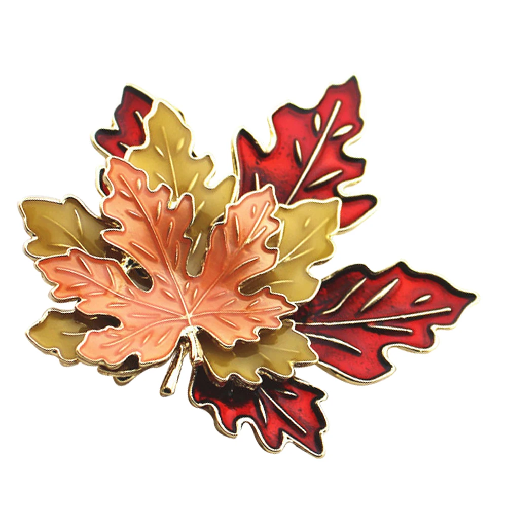 

Maple Leaf Brooch Delicate Coat Breastpin Exquisite Alloy Brooch Pin Chic Leaf Shaped Drop Oil Corsage Party Accessory