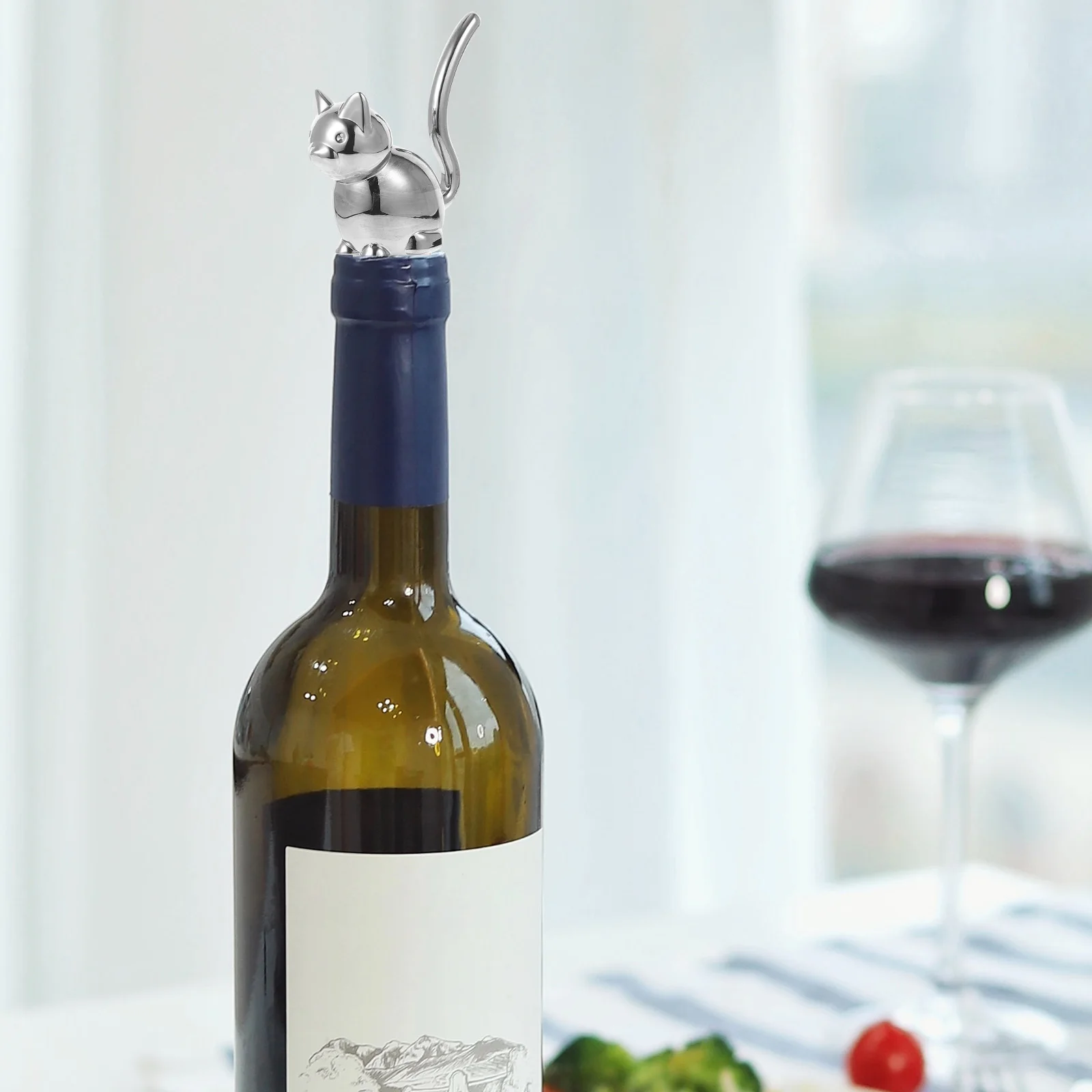 

Cat Bottle Stopper Alloy Decorative Novelty Bar Accessories Wine Sealer Fresh Keeper Oxidation Protection Home Party Use Gift