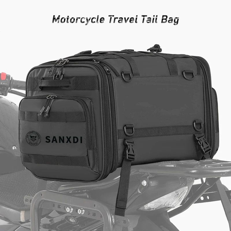 

40-60L Expandable Universal Motorcycle Back Seat Bag Waterproof Tail Bag Motorbike Scooter Travel Cycling Riding Luggage Pack