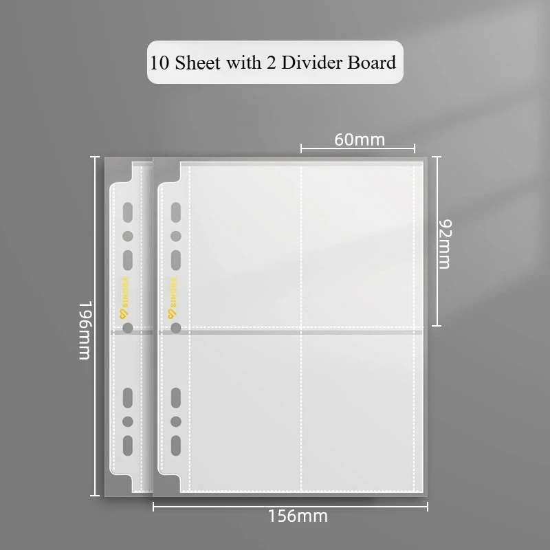SINGBA 10pcs with 2 Divider Board Binder Pages A5 A4 Clear Matte Photocard Sleeve Sheets Acid Free PP Pages for PC Cards Pokemon