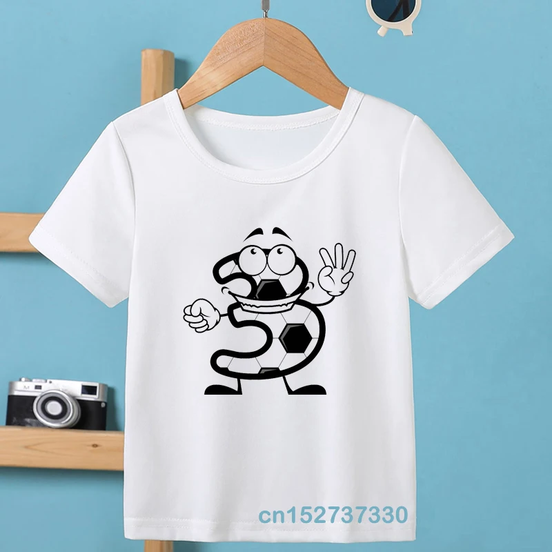 Kid T-shirt Customized Boy T Shirts Girl Clothing Cute Birthday AGE Cartoon Number 1-9 With Soccer Ball Shirt Child Tees Clothes