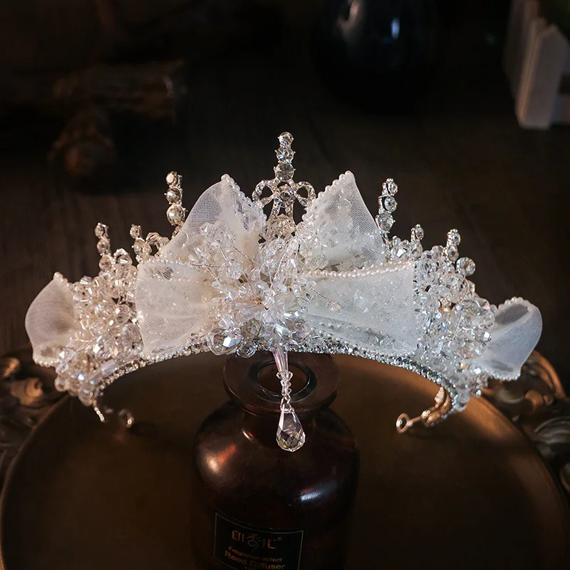 High-End Fashion Japan and Beaded Luxury Crown Hair Ornament Bridal Wedding Dress Style Trip Shoot Crown Accessories