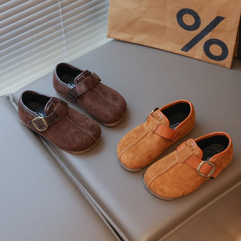 

Children's Single Shoes 1-18 Years Old Camel Color Simple Boys Girls Casual Shoes Curry Soft Non-slip Kids Baby Leather Shoes