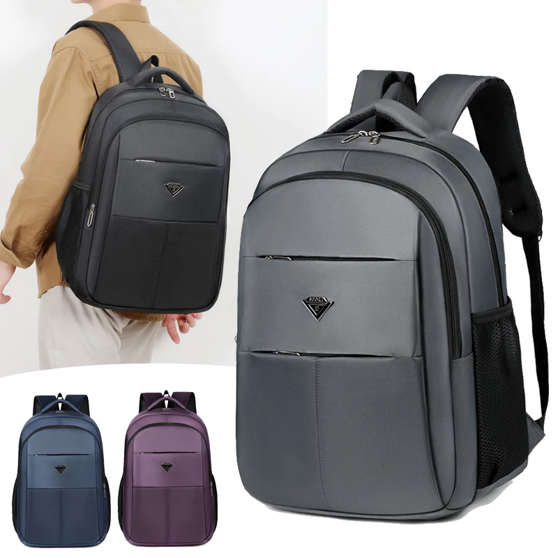 

Large-capacity Student School Bag Casual Solid Color Backpack Oxford Material Men Backpack Multi-functional Travel Essential Bag