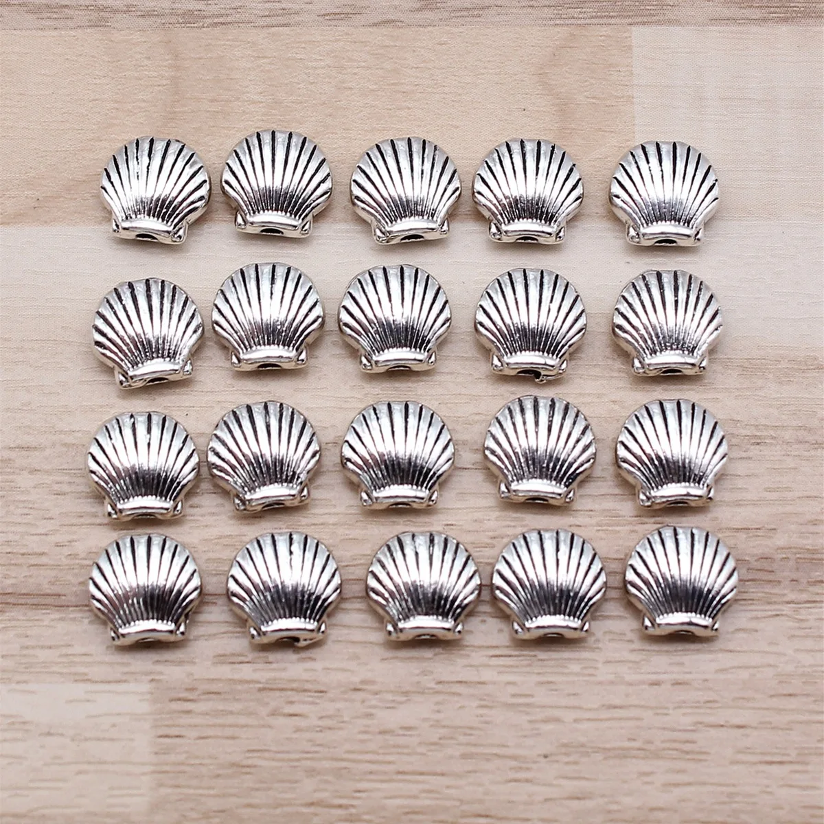 IFOCUS 20pcs/Lot Shell Beads For DIY Jewelry Making Zinc Alloy 9x8mm/0.35x0.31inch