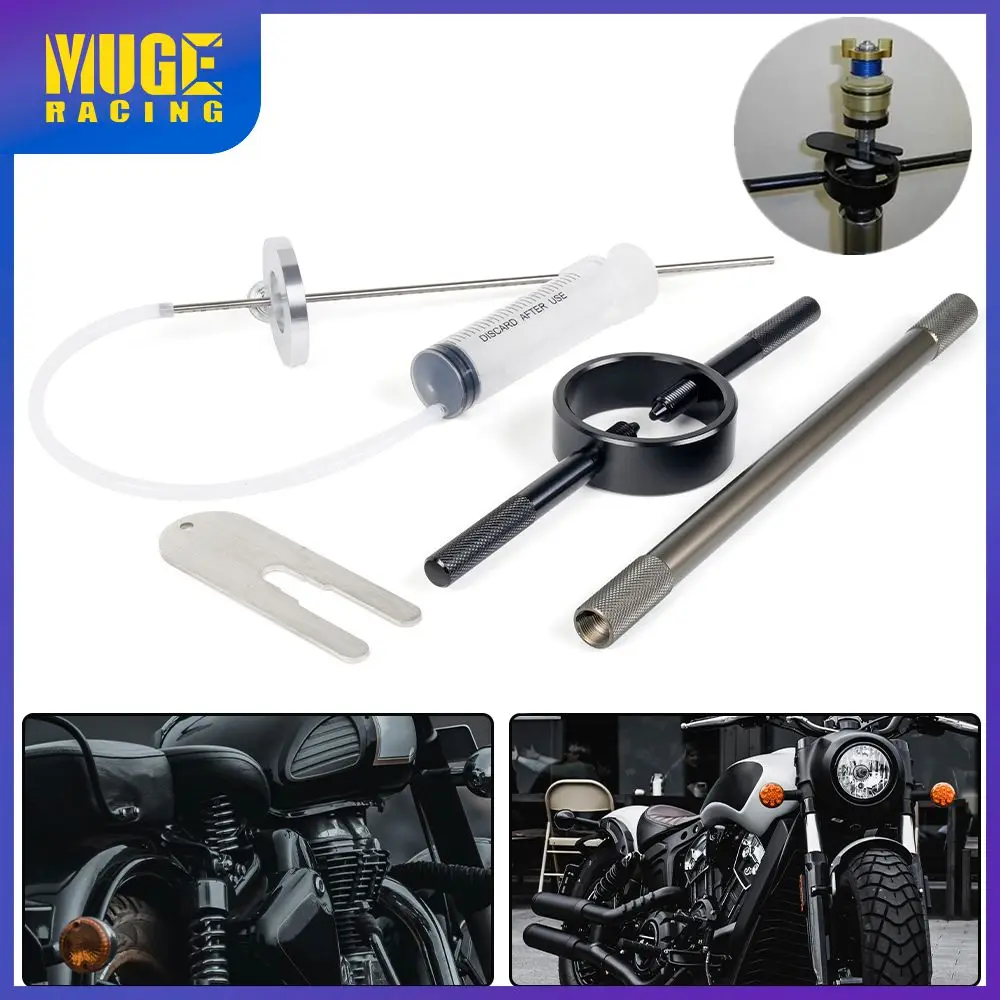 

MUGE-Motorcycle Fork Spring Compressor Tool and Fork Oil Level Tool Kit for Front Suspension Repair EM1091