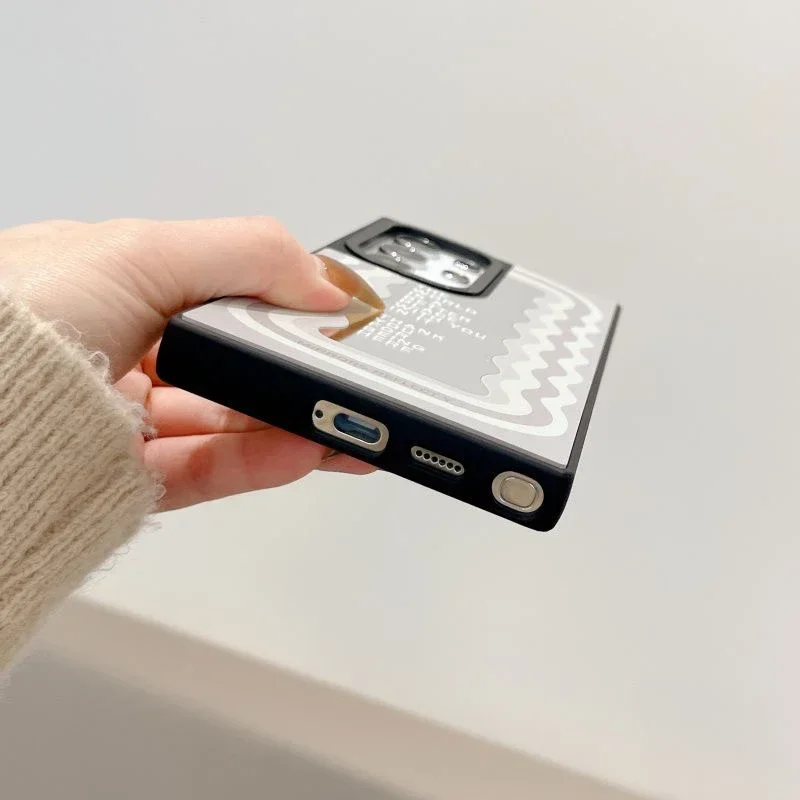 Wave Mirror Surface Black Border Magnetic Case for Samsung Galaxy S25 + Plus S24 S23 Ultra S25U Cover Case