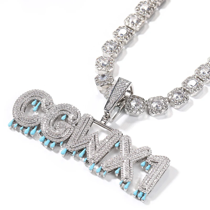 Custom luminous Letters Name Pendants Necklaces for Men Hip Hop 3A+ CZ Stone Bling Iced Out Rapper Jewelry Drop Shipping