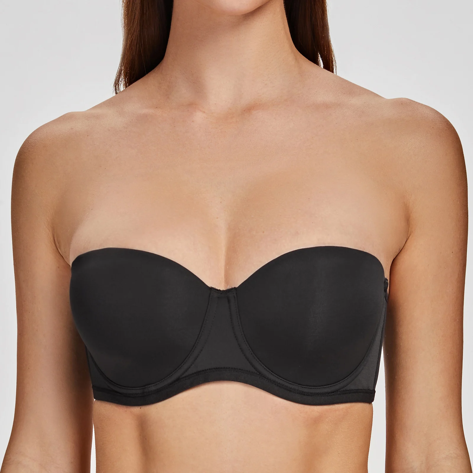 Plus Non-Slip Solid Strapless Bra