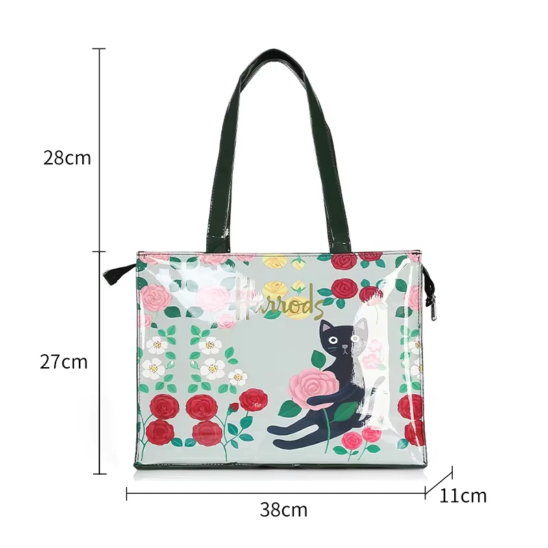 Simple PVC Reusable Large Capacity Shopping Pouch London Style Eco Friendly Women's Tote Handbag Summer Waterproof Beach Purses