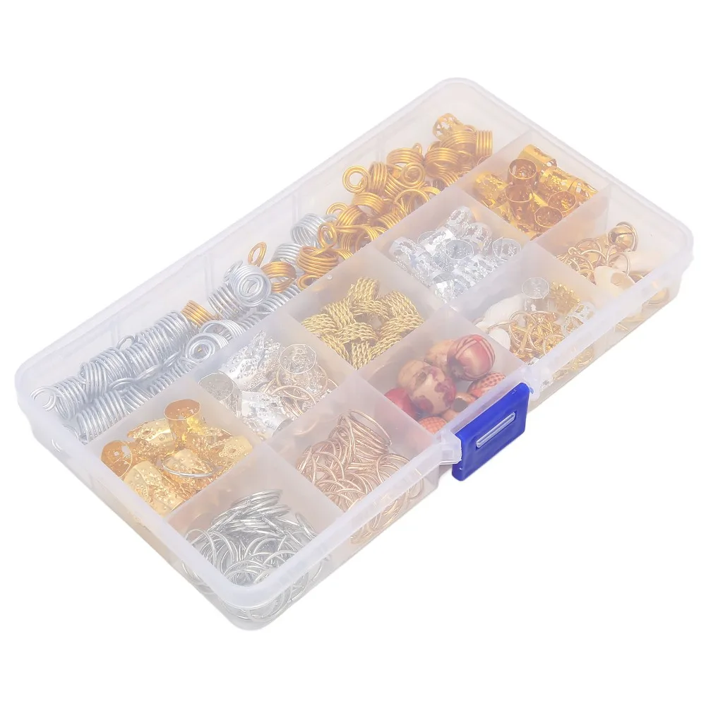 238Pcs Versatile Metal Hair Jewelry Kit Gold Different Sizes Hair Braid Rings Braid Accessories Set For Women