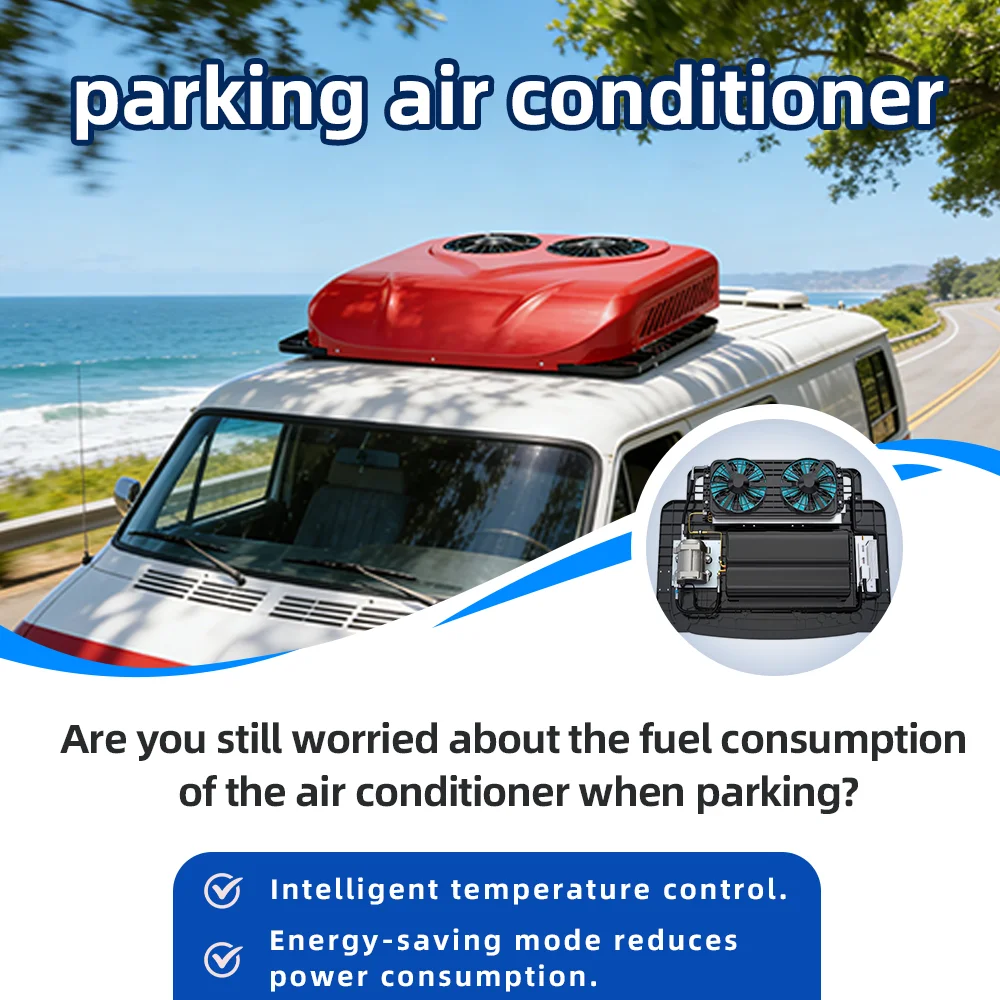 New Type 12V/24V Electric Rooftop Air Conditioning System For Camper RV & Truck Roof 12 Volt Auto Parking Air Conditioner view 5