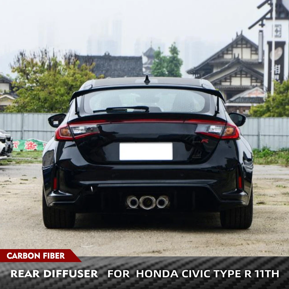 For Honda Civic Type R 11th 2022 2023 Car Rear Lip Spoiler Apron Splitters Protector Carbon Fiber Rear Bumper Racing Diffuser