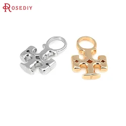 10PCS 18K Gold Color Brass Large Hole Cross Charms Pendants High Quality Jewelry Making Necklace Earrings Accessories for Women